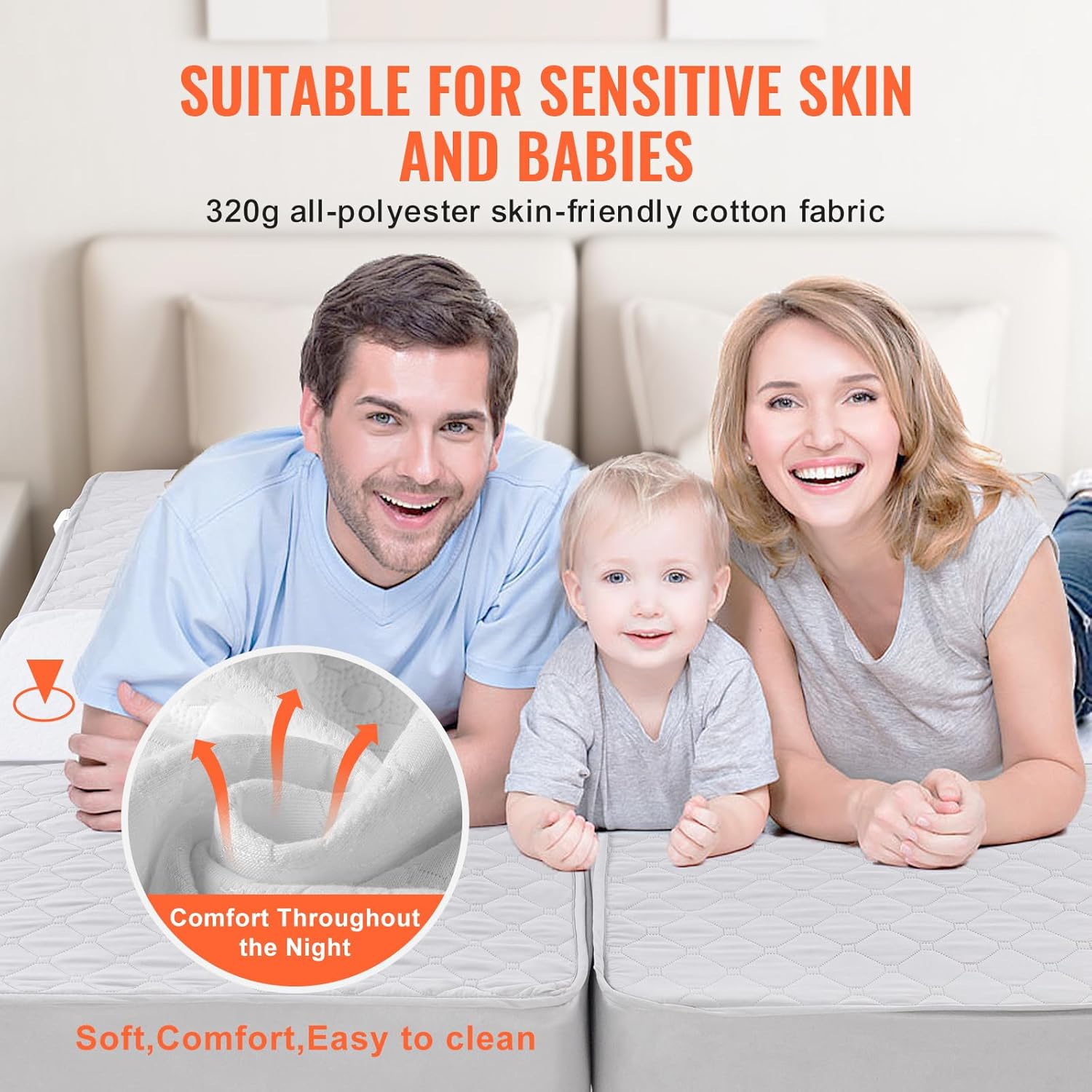 VEVOR Bed Bridge, King Bed Converter Kit, Split King Gap Filler for Adjustable Bed Mattress Connector Mattress Gap Filler with Heavy Duty Metal Buckle Strap 25D Memory Foam (100" L x 24" W)