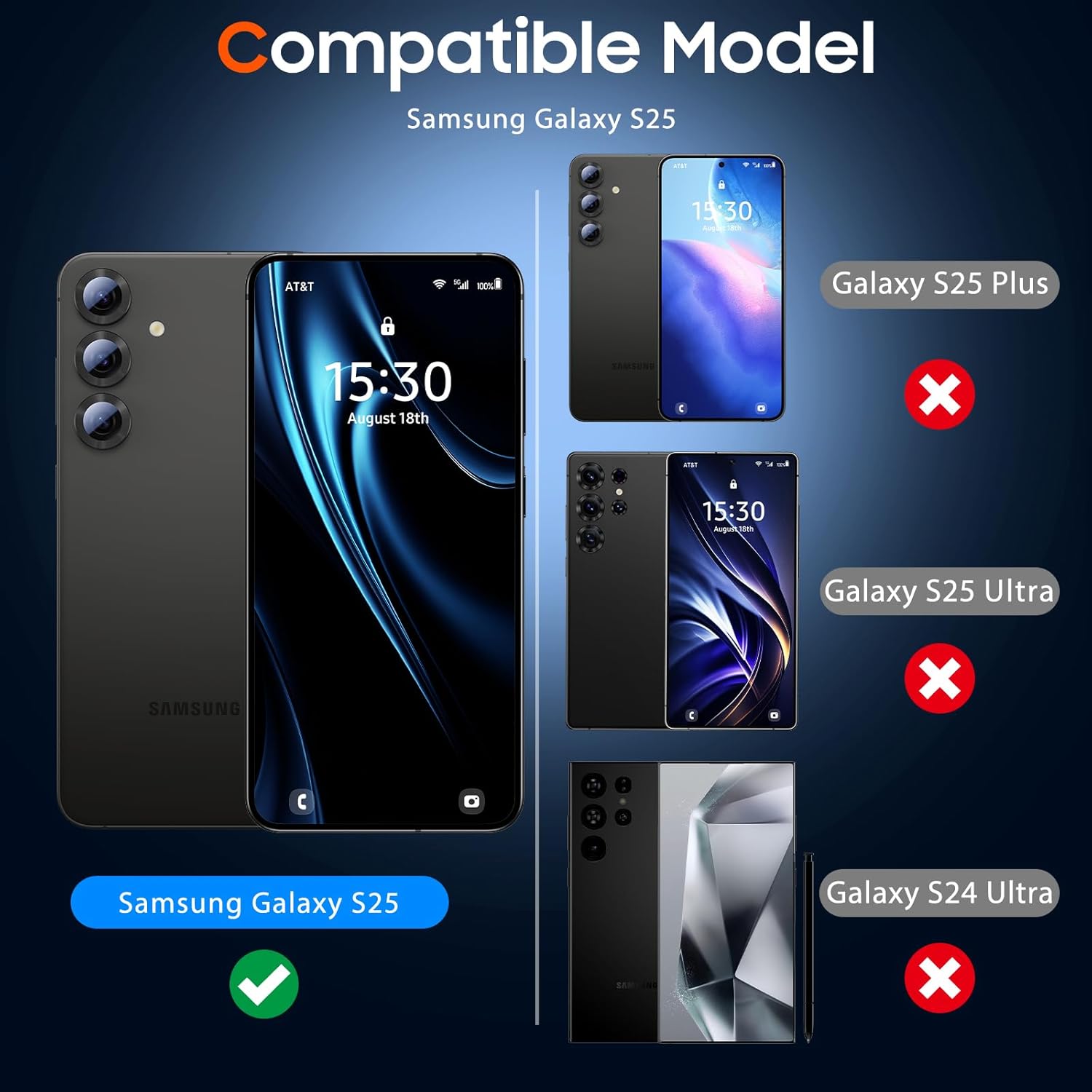 [2+2 Pack] UniqueMe Screen Protector for Samsung Galaxy S25 with Camera Lens Protector, Anti-Scratch, Fingerprint ID Compatible, HD Clear Tempered Film, Easy to Install, Bubble Free, Case Friendly - Image 2