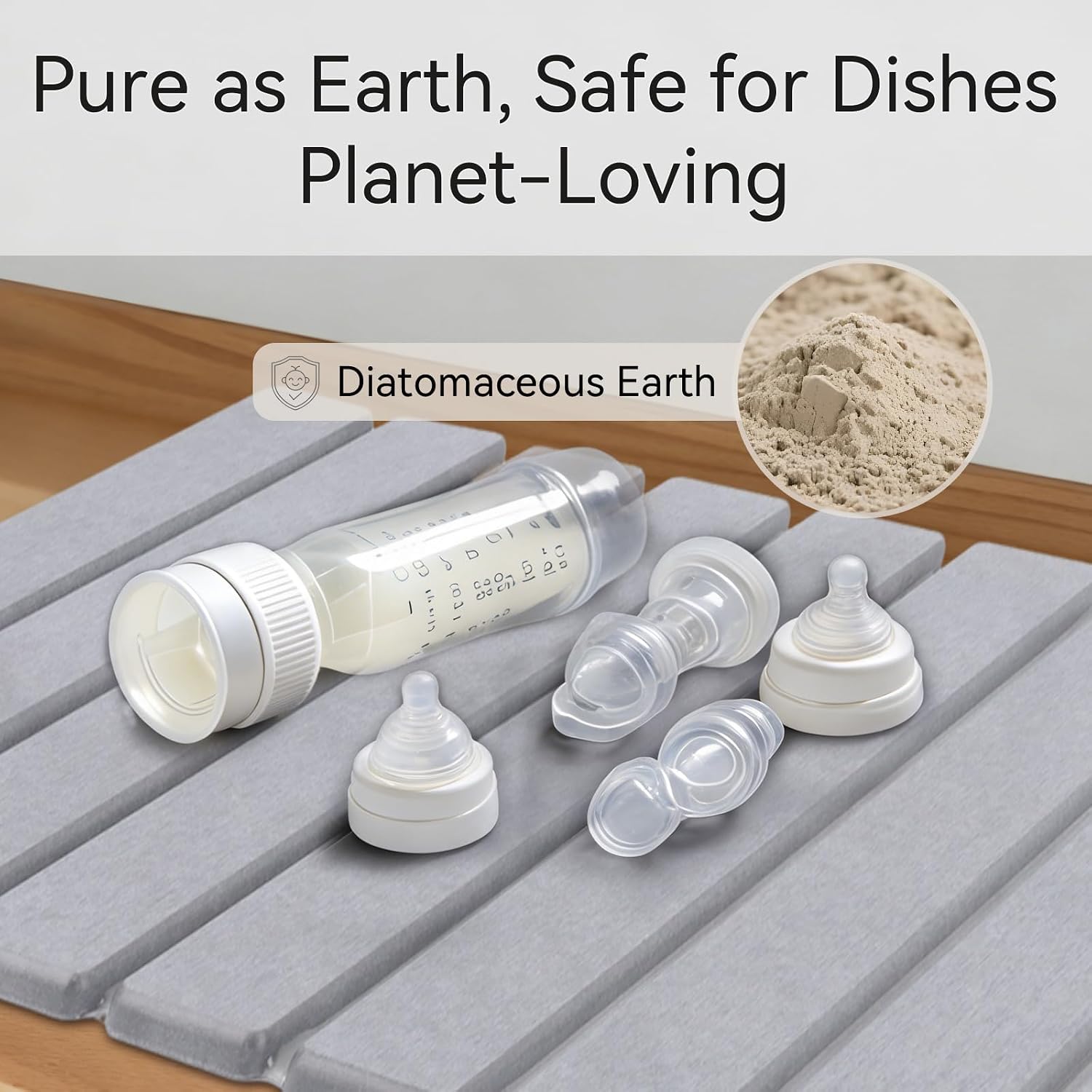 Stone Drying Mat for Kitchen Counter, 24"(L)×16"(W), Drying Matt Kitchen Counter, Quick Dry Stone Dishes Mats, Foldable Diatomaceous Earth Mat (Dove Gray) image 5