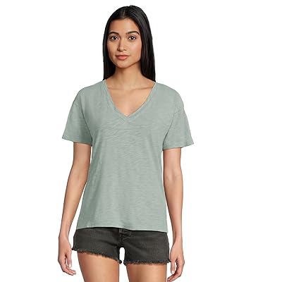 Mod o doc Short Sleeve V Neck Boxy T Shirts Women