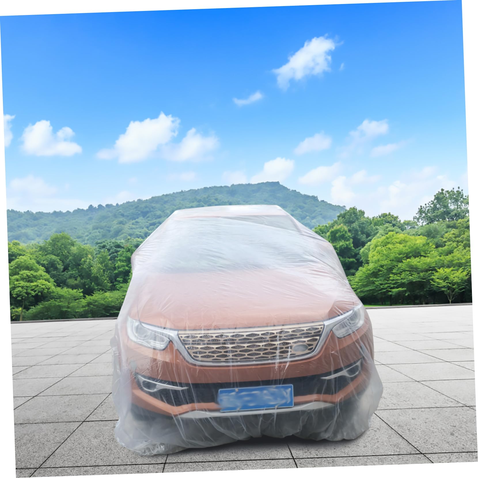 Anneome Disposable Plastic Vehicle Cover Transparent Car Cover for Rain and Dust Protection Fit for Cars and Suvs — view 7