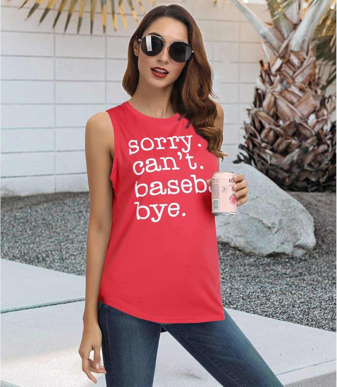 Women Baseball Tank Top Baseball Mom Shirt Casual Summer Baseball Sleeveless Muscle Tee Tops - Image 3