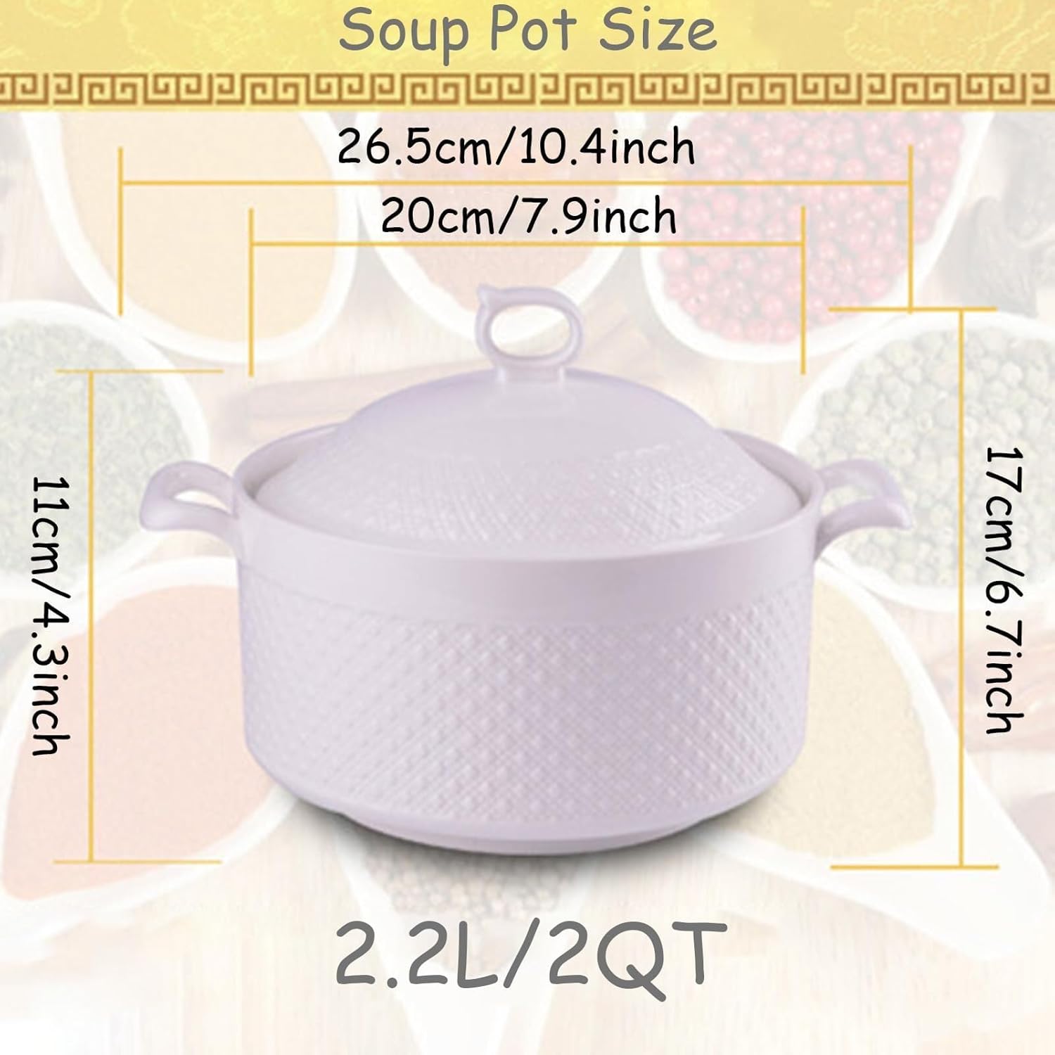 Ceramic Round Soup Tureen, White Porcelain Soup Tureen with Lid and Spoon Set, Double Handle Covered Tureen Serving Soup Bowl for Restaurant Home Kitchen Decoration