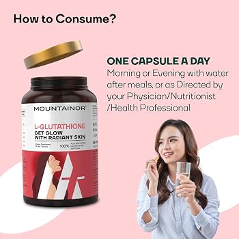 mountainor glutathione MOUNTAINOR L- Glutathione for Skin Whitening 1000mg With Grapeseed, Vit  C,E, Hyaluronic Acid, Biotin Helps Reducing Melanin, Clear, Glowing Skin 30  Veg caps : Amazon.in: Health & Personal Care