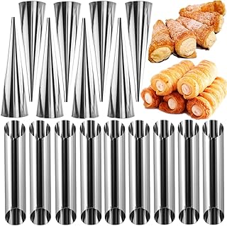 Joersh Lot de 18 moules en corne de crème en acier inoxydable pour cannoli Croissant pour crème glacée, gaufres, corne de coquillage