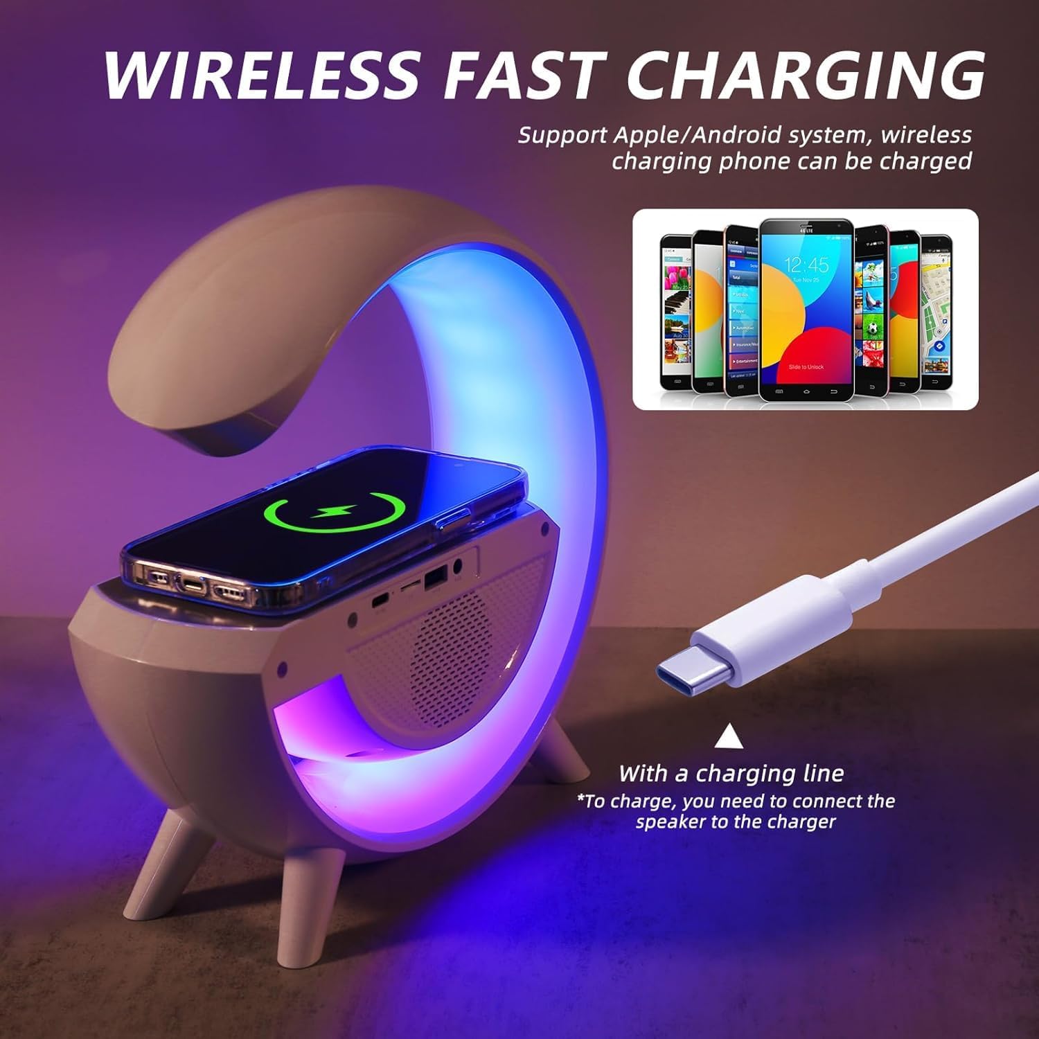 Wireless fast charging feature of the G-Type lamp