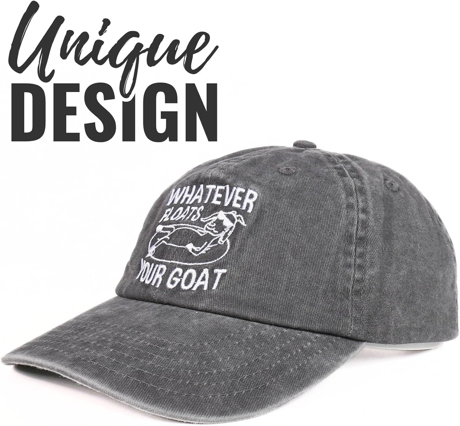 InnoBeta Goat Gifts for Goat Lovers, Embroidered Cap, Adjustable Hat Gifts Accessory for Birthday & Christmas Grey - Image 2