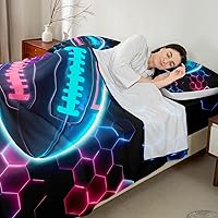 Vista 7 de Erosebridal Graffiti Rugby Ball Sheet Set Twin Colorful Rugby Helmet Bed Sheets Set, Sports Sheets for Boys Girls Football Game Flat Fitted Sheet