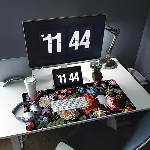 Miniatura 5 de Tapete de escritorio floral vintage  Alfombrilla de mouse grande XXL para juegos (31.5 x 11.8 pulgadas)  Alfombrilla estética para teclado  Base