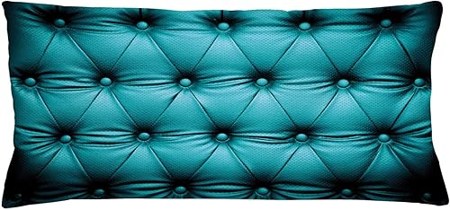 Lunarable Funda de cojín turquesa para sofá, cama, cabecero con botones, funda de cuero para muebles, tapicería, impresión de obras de arte, funda