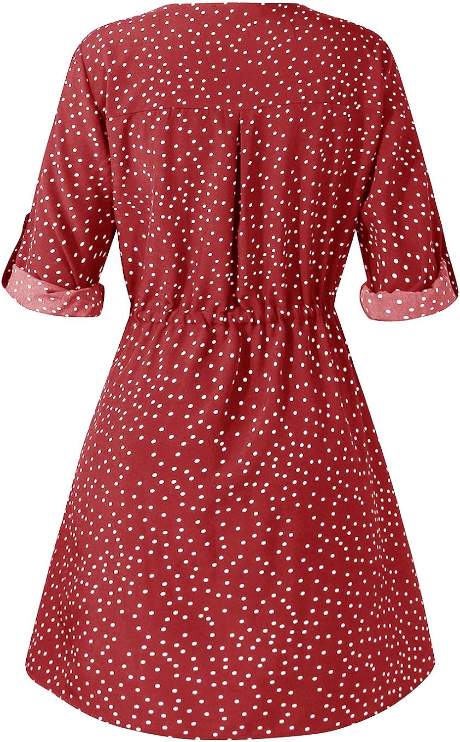 YOINS Women T-Shirt Dresses Summer Tunic Tops Short Sleeves Mini Dress V Neck Button Down Design Blouses Bb-red S