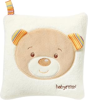 Fehn Kirschkernkissen Teddy – Kuschelkissen für Babys | Mit entnehmbarem Wärme- & Kältesäckchen – Körnerkissen für Kleinkinder ab 0 Monaten