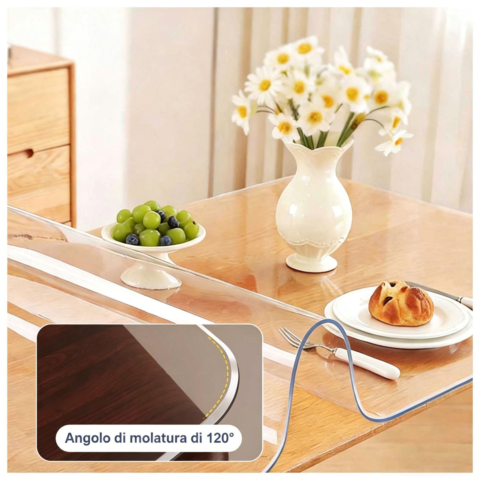Generico Pellicola Trasparente in PVC 50x195cm 2 mm, Impermeabile, Antimacchia, Facile da Rimuovere
