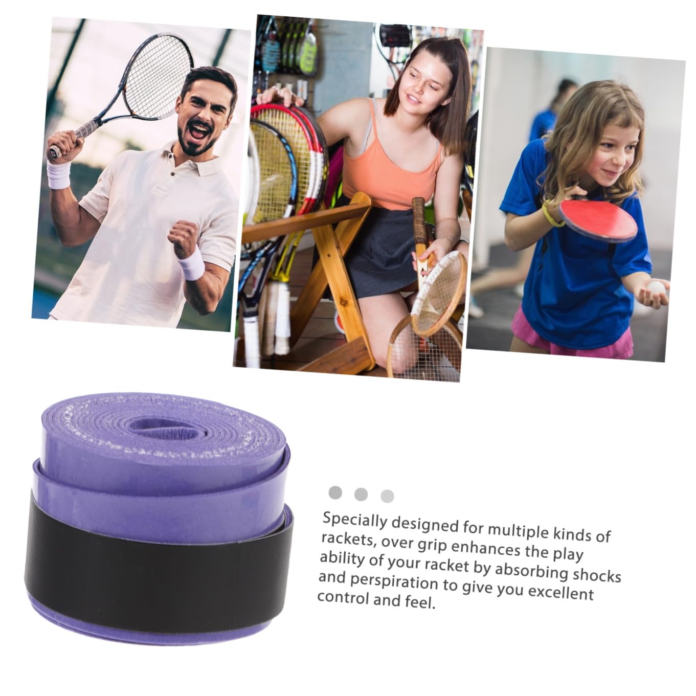 Fascia Impugnatura Assorbente per Racchetta da Tennis Overgrip per Racchette da Badminton Fasce per Racchette Assorbenti Il ​​Sudore Rifornimenti di Supporto Viola,Porpora