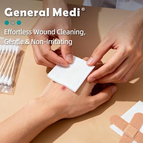 Miniatura 7 de General Medi Esponjas de gasa estéril, almohadillas no tejidas de 4 x 4 pulgadas, esponjas envueltas individualmente altamente absorbentes, para