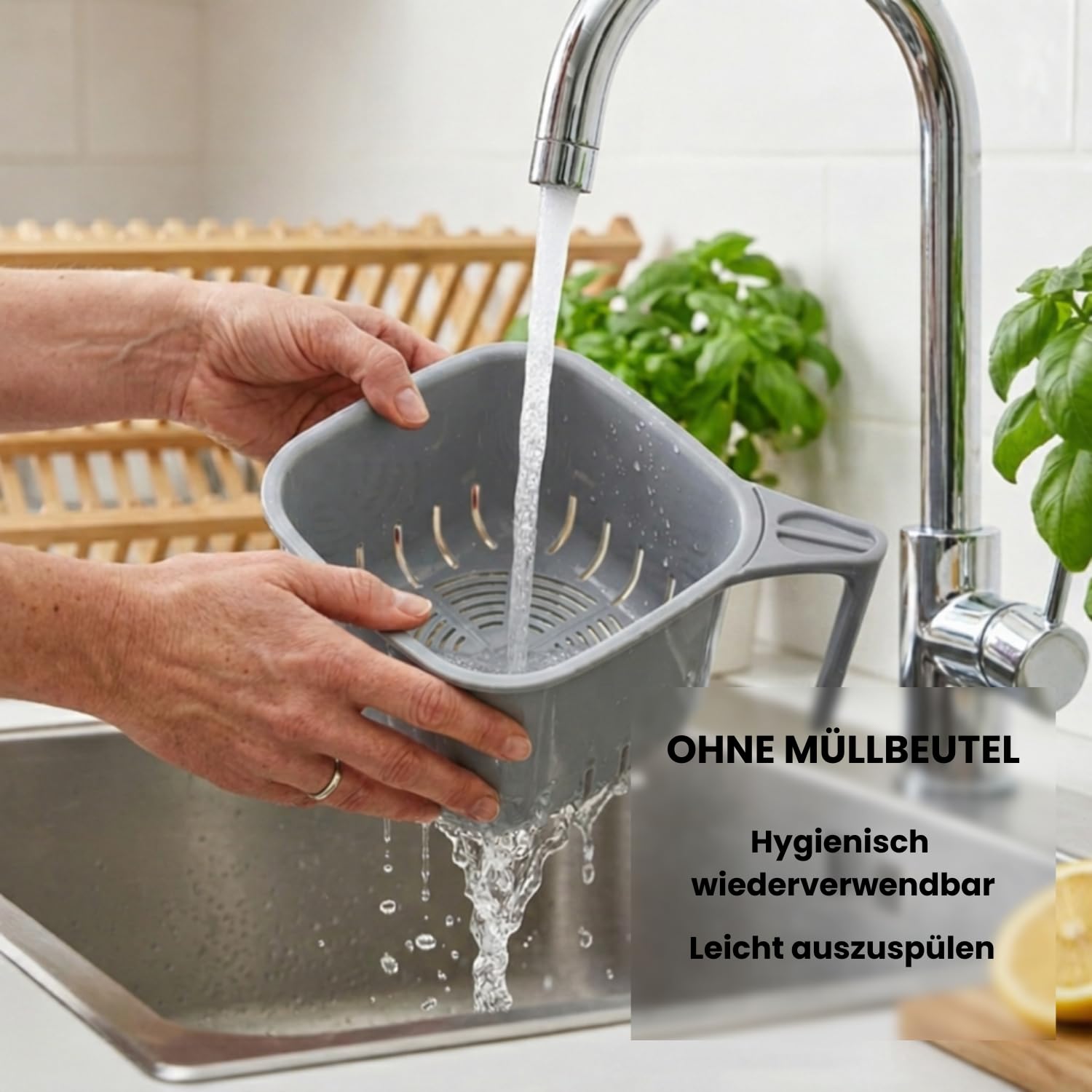 EasyCookAsia Küchen Bio-Mülleimer 5L – Geruchsdichter Komposteimer mit Sieb & Deckel – Spülmaschinenfest – Kompakter Bioabfallbehälter für die Arbeitsplatte