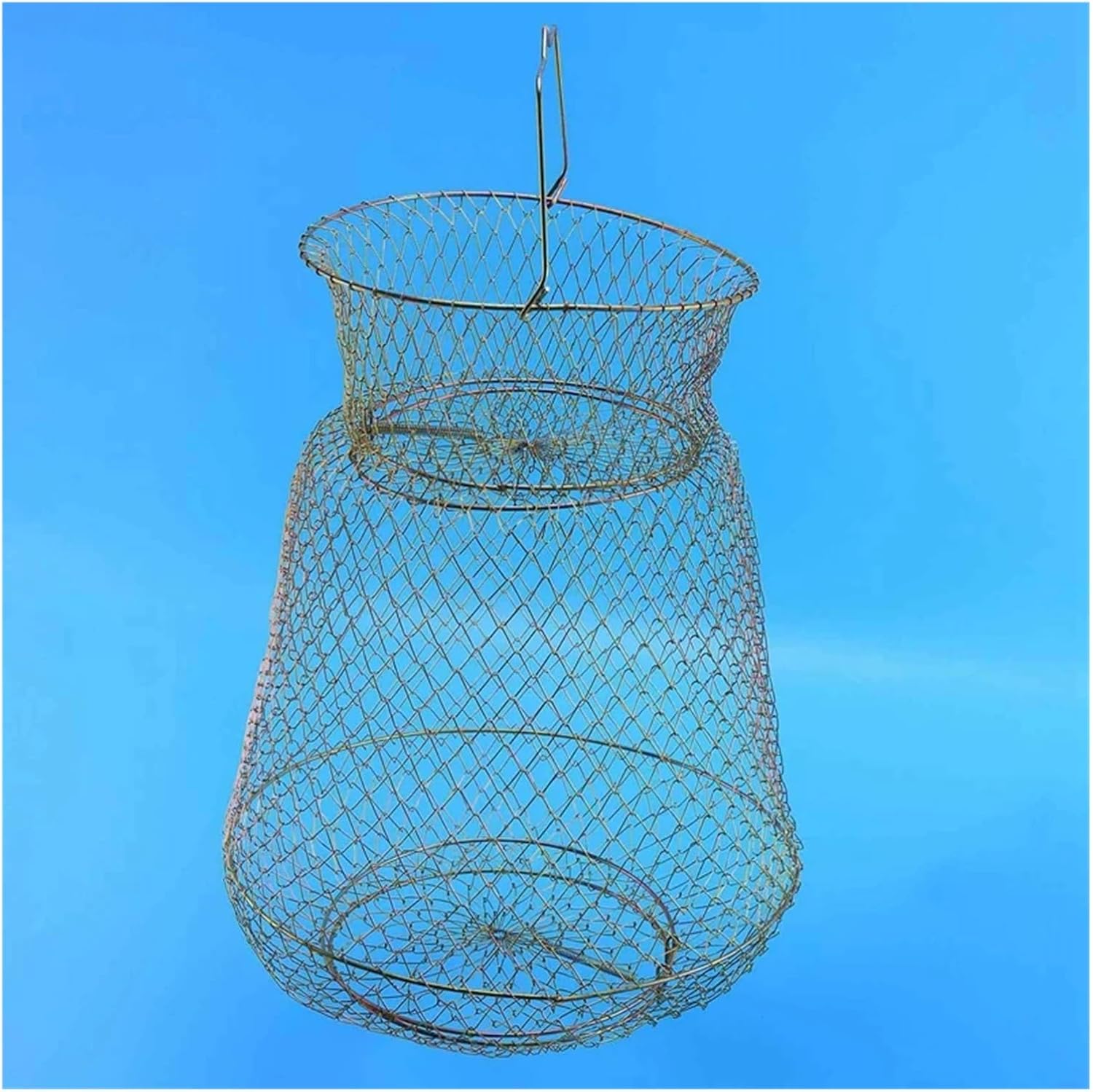 Compatible for 2X Foldable Portable Steel Wire Fishing Pot Trap Net Crab Crawdad Cage Fish Basket
