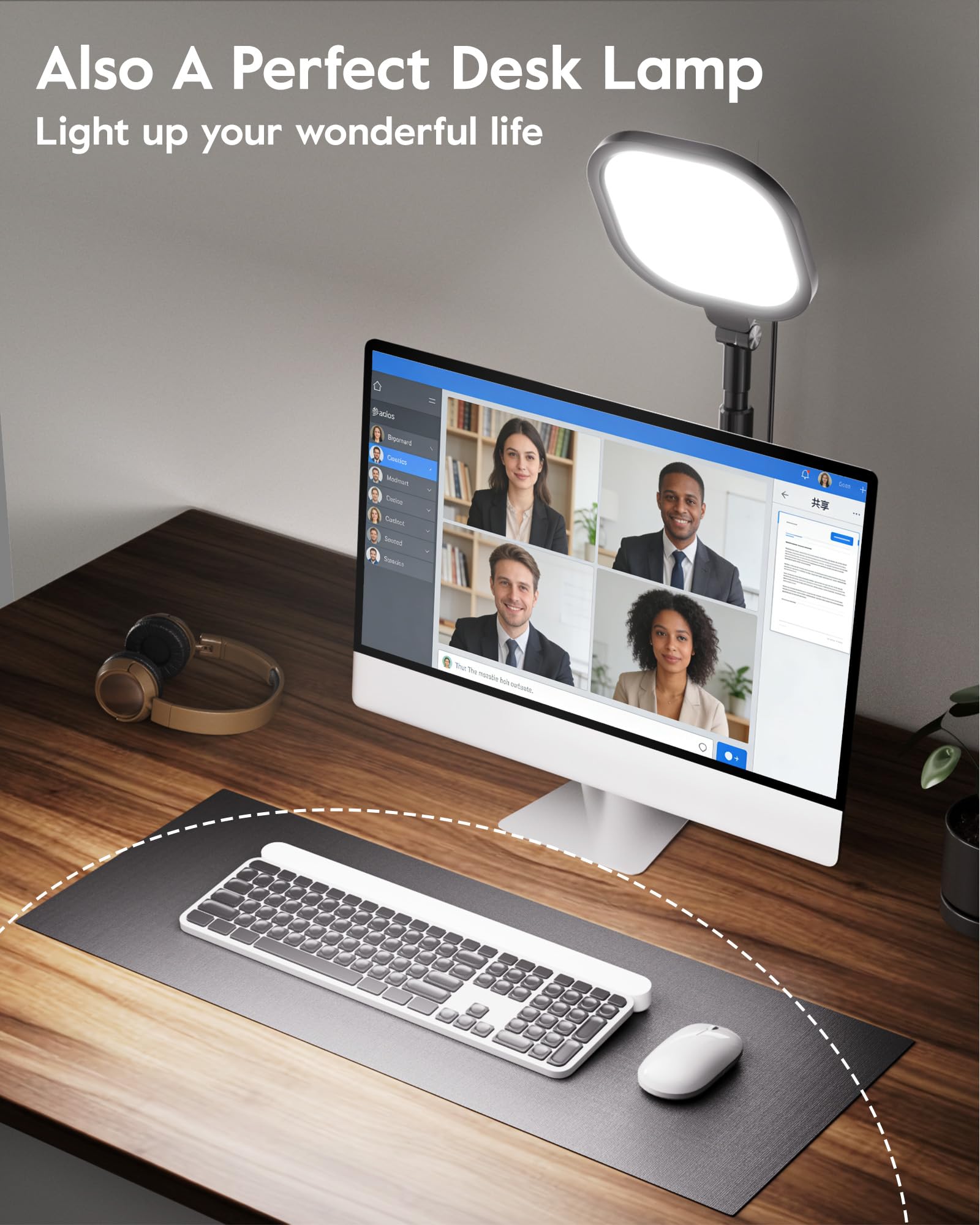 Video Conference Lighting for Zoom Meeting Ring Light for Desk with Flexible Stand 30 Light Modes Light for — view 8