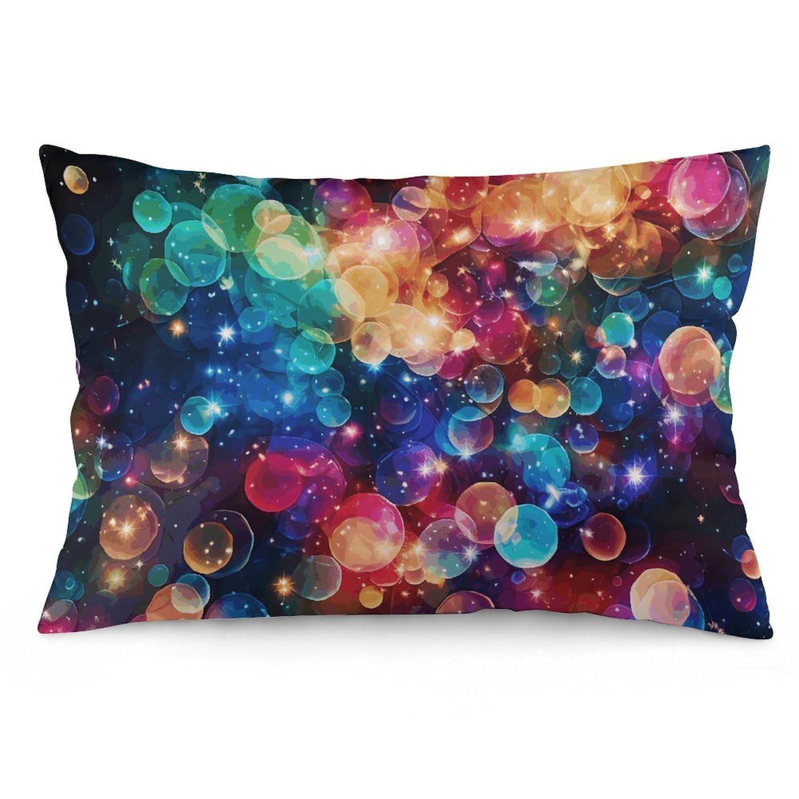 2 Pack Pillow Cases for Hair and Skin, Soft Breathable Pillow Case Covers with Hidden Zipper, Colorful Rainbow Stars Pillowcase 12 "x20 Pillow Covers for Sleeping Gift