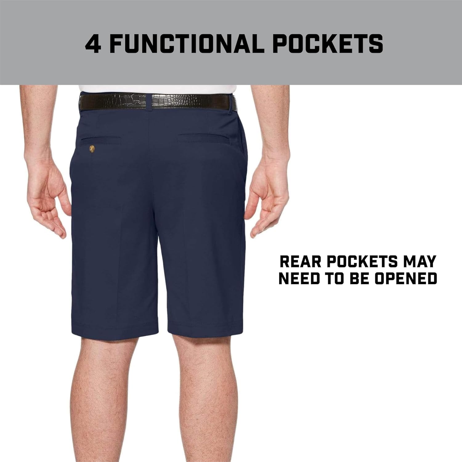 PGA Tour Mens 9" Flat Front Golf Shorts with Active Waistband (Size 30-44 Big & Tall) - Image 4