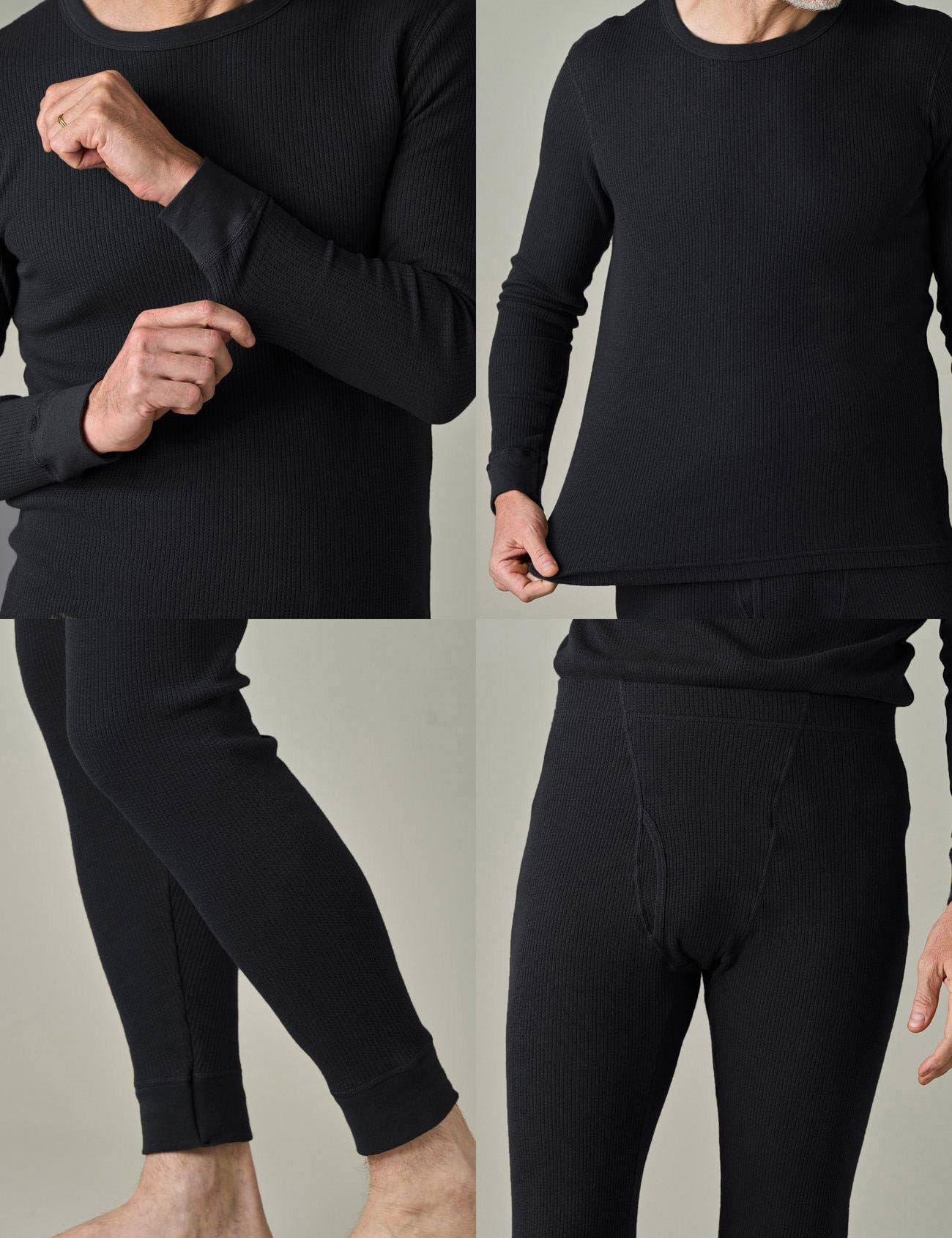 LAPASA Herren Waffelstrick Thermounterwäsche – Set aus Thermo Oberteil & Unterhose oder Oberteil einzeln (Warm/Extra Warm) M60