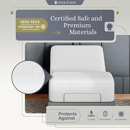 Vista 6 de Sven & Son Protector de colchón impermeable, protector de punto elástico de algodón de alta calidad, lavable a máquina y transpirable, se adapta a