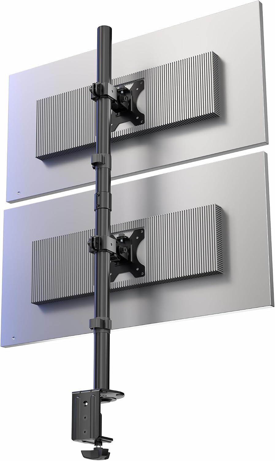 VIVO Dual Vertically Stacked Monitor Desk Mount, Extra Tall Adjustable Stand for 2 Ultrawides up to 34 inches, 22 lbs Capacity, Black, STAND-V002T