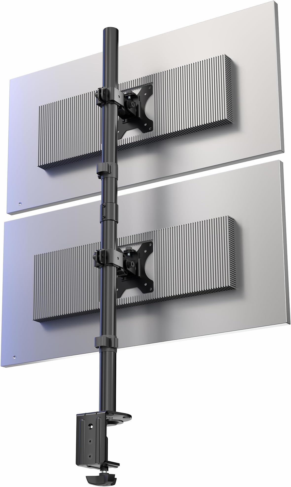 Dual LCD Monitor Desk Mount Stand Heavy Duty Stacked, Holds Vertical 2 Screens up to 32" (STAND-V002T)