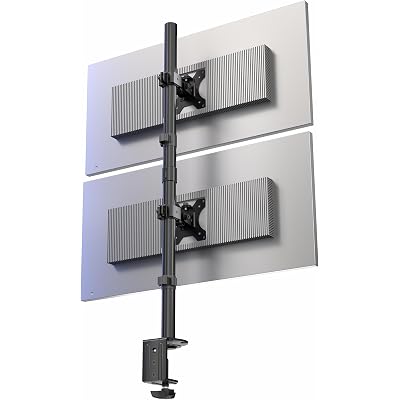 VIVO Dual Vertically Stacked Monitor Desk Mount, Extra Tall Adjustable Stand for 2 Ultrawides up to 34 inches, 22 lbs Capacity, Black, STAND-V002T