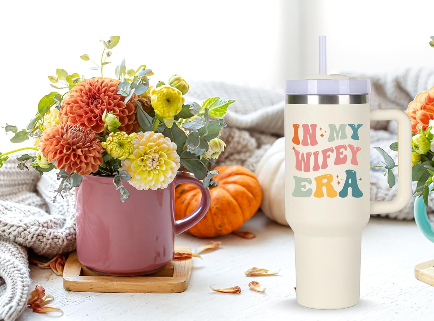 momocici Wifey Cup Tumblers Gifts.40oz In My Wifey Era Tumbler with Handle.Wifey Gift.Wifey Cups.Wifey Tumbler.40oz Birthday Christmas Mothers Day Gifts for Wifey. - Image 6