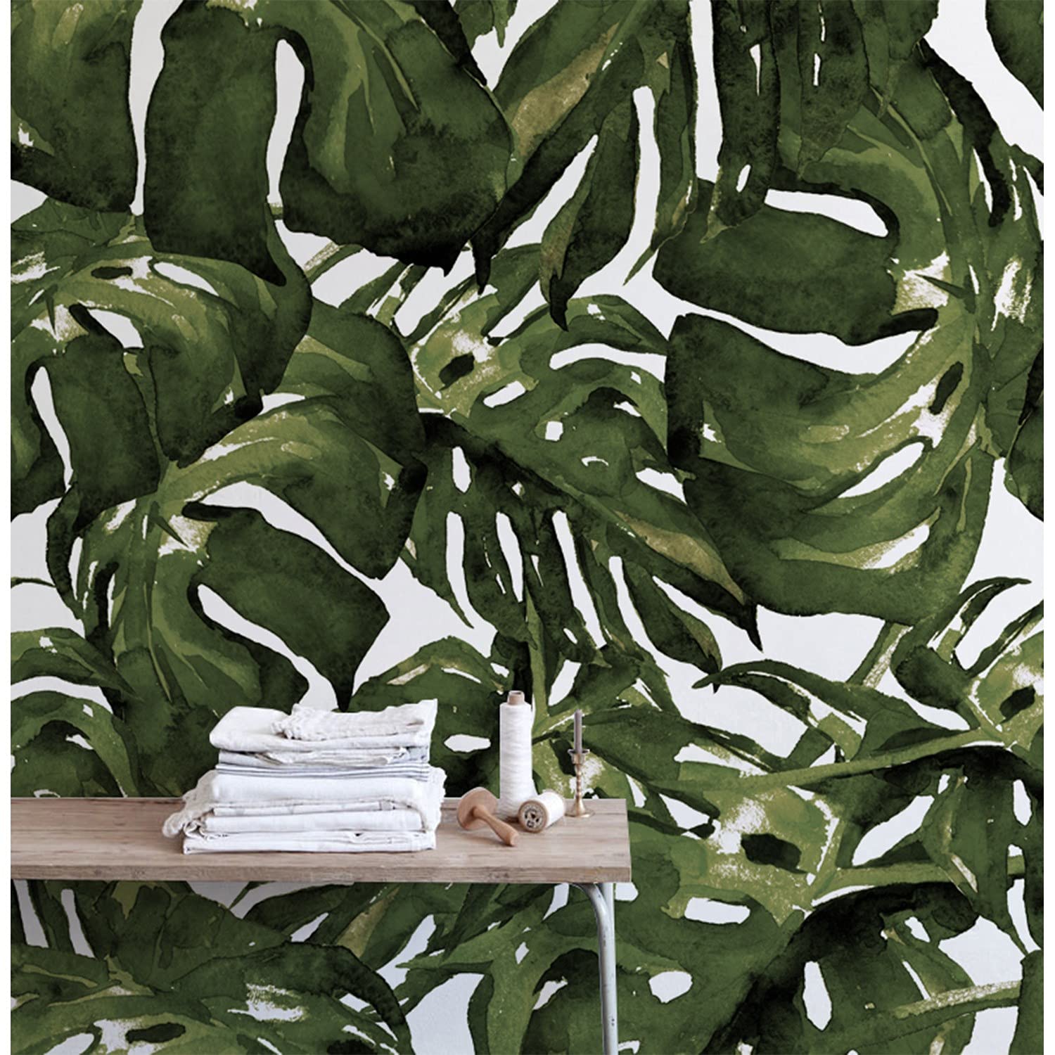 Papier peint monstera leaf nature muralo latex pour deco meuble 250x104