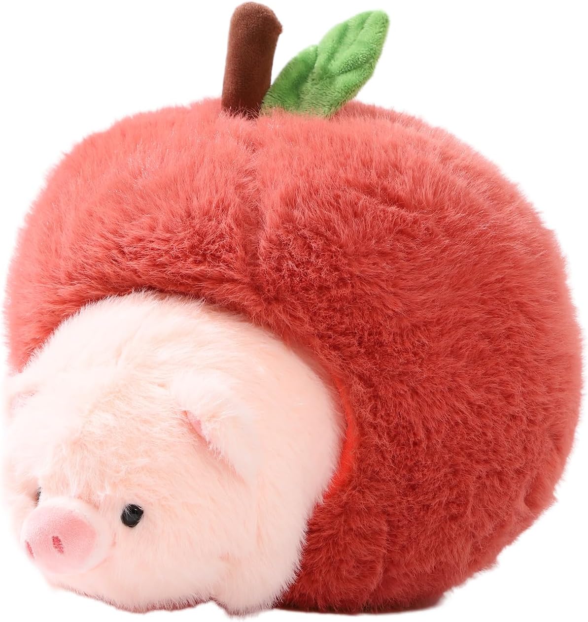 Apple Pig Plush Stuffed Animal, 9.8 Inch Detachable Pig Plush Pillow, Fully Stuffed Soft Pig in Apple Plushie, Cute Fruit Animal Decor Gift