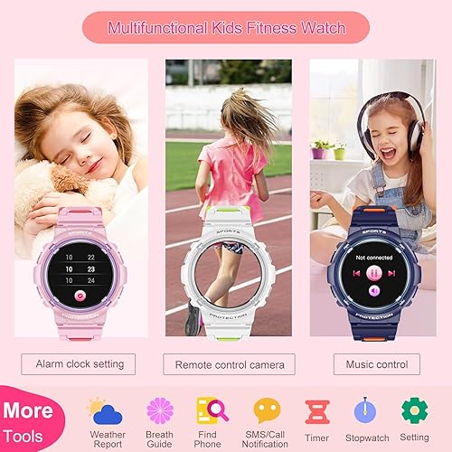 Miniatura 6 de YoYoFit Reloj inteligente para niños, monitor de actividad física con monitor de sueño de frecuencia cardíaca para niños y niñas de 5 a 15 años,