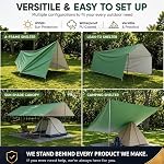 Imperméable Camping Tente Hammock Rain Fly 14.8ft x 11.2ft, Empreinte de tente multifonctionnelle Tarpe légère pour camping, randonnée et refuge de survie (vert, sans Polonais, 15x11FT)