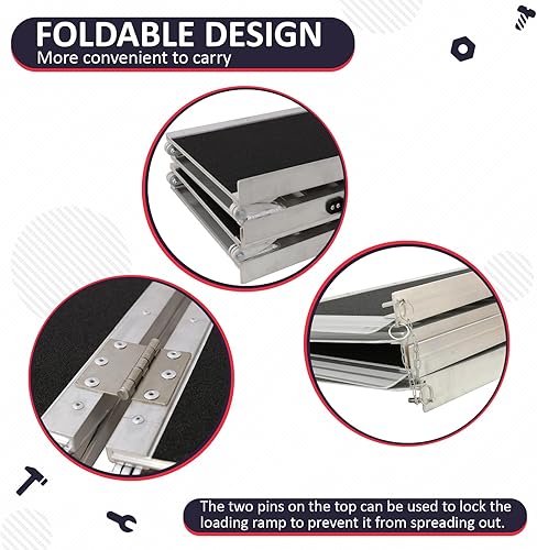 Miniatura 3 de PENSUN Rampa para silla de ruedas de 4 pies, rampas de umbral de 48 pulgadas de largo x 29 pulgadas de ancho, rampas para sillas de ruedas plegables