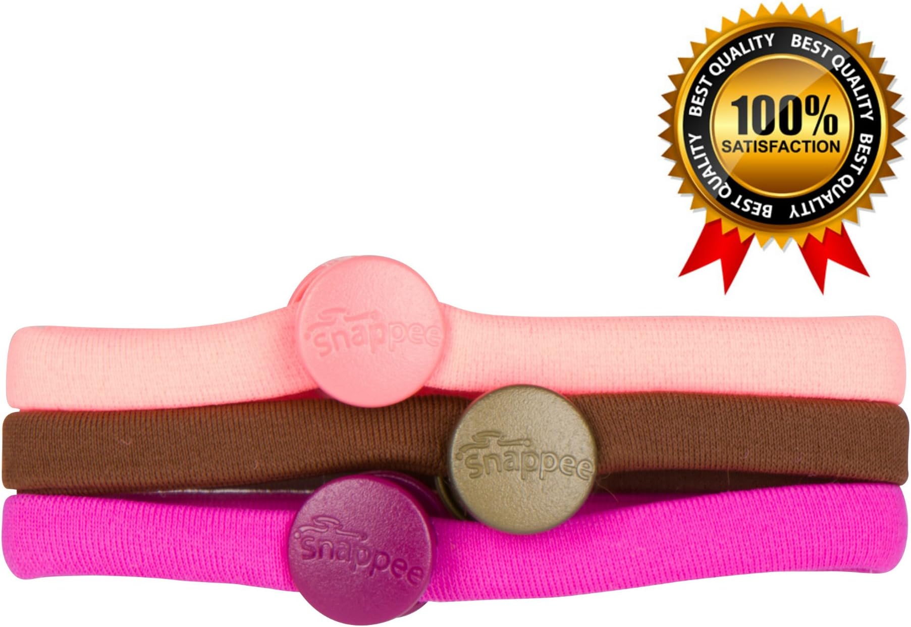 Snappee - Snap-Off, No Crease Hair Ties (Multi-Color) - Ouchless Pain-Free Removal for Curly/Thick/Natural Hair/Ponytails & Buns. Hand-Made with Non-Elastic Durable Soft Stretchy Washable Material