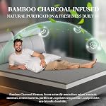 BedStory Matelas Topper Queen, 4 Inch Gel Bamboo Charcoal Mémoire Mousse Matelas Topper Taille Reine pour refroidir le sommeil profond & Relief de pression, Certifié CertiPUR-US (60 * 80 De pouce)