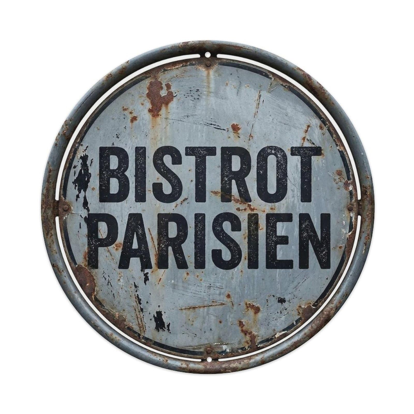 Parisian Shopfront Cafe Bakery Coffee Beans Espresso Metal Tin Sign Plaque Wall Decor for Cafe, Man Cave, Club Bar, Office, Home Garden Round Metal Poster 8x8Inch