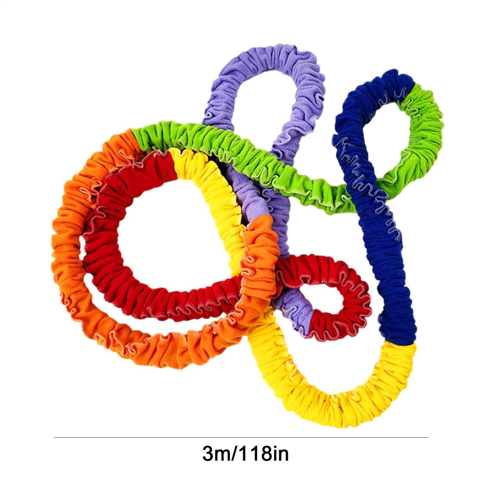 Corda da gioco all'aperto – Anello a fascia per bambini | flanella esterna con cordino elastico interno, strumento elastico cooperativo, corda da corsa , attrezzatura per attività