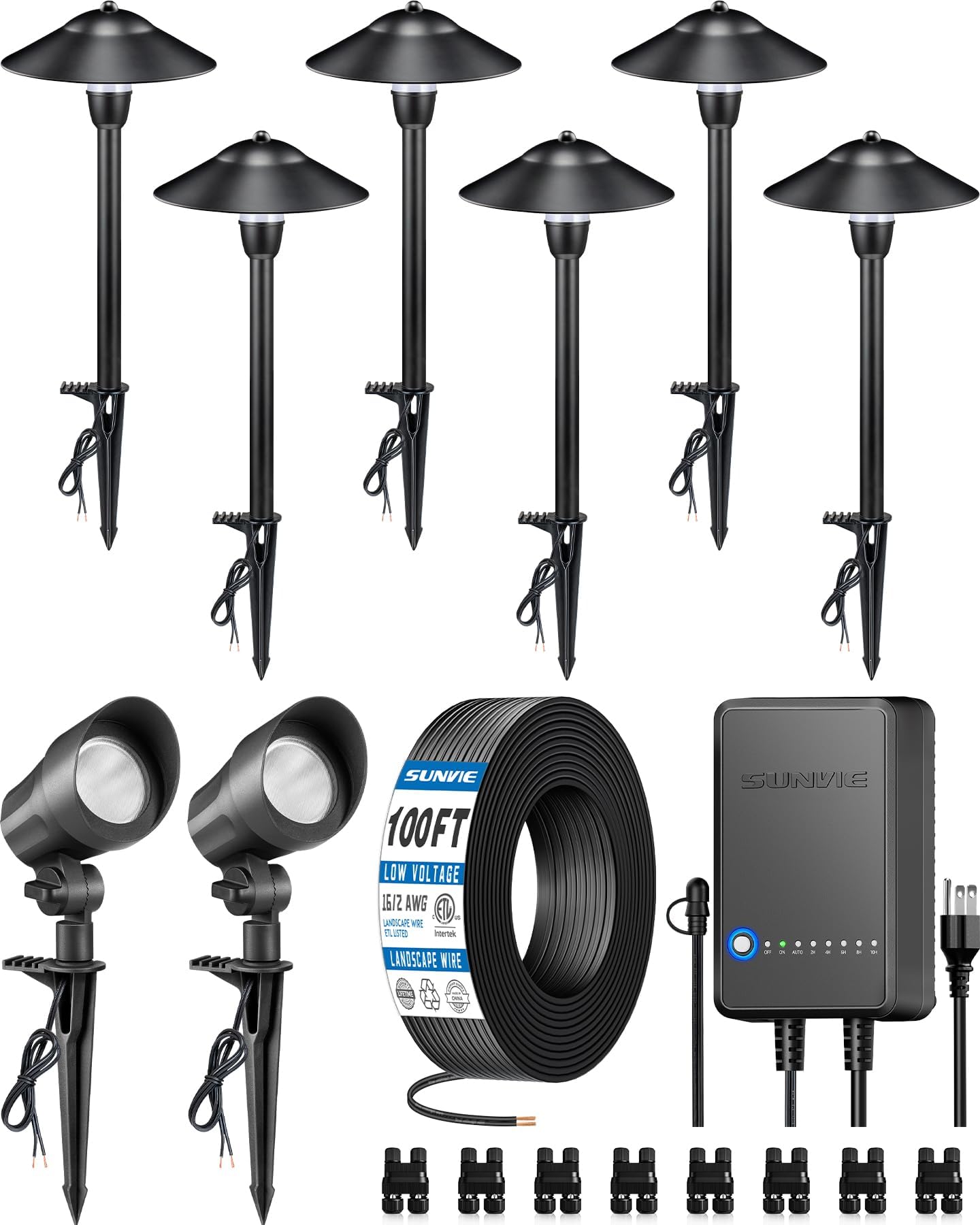 Photo 1 of SUNVIE LED Landscape Path Lights & Spotlights Kit with 60W Transformer, 100ft