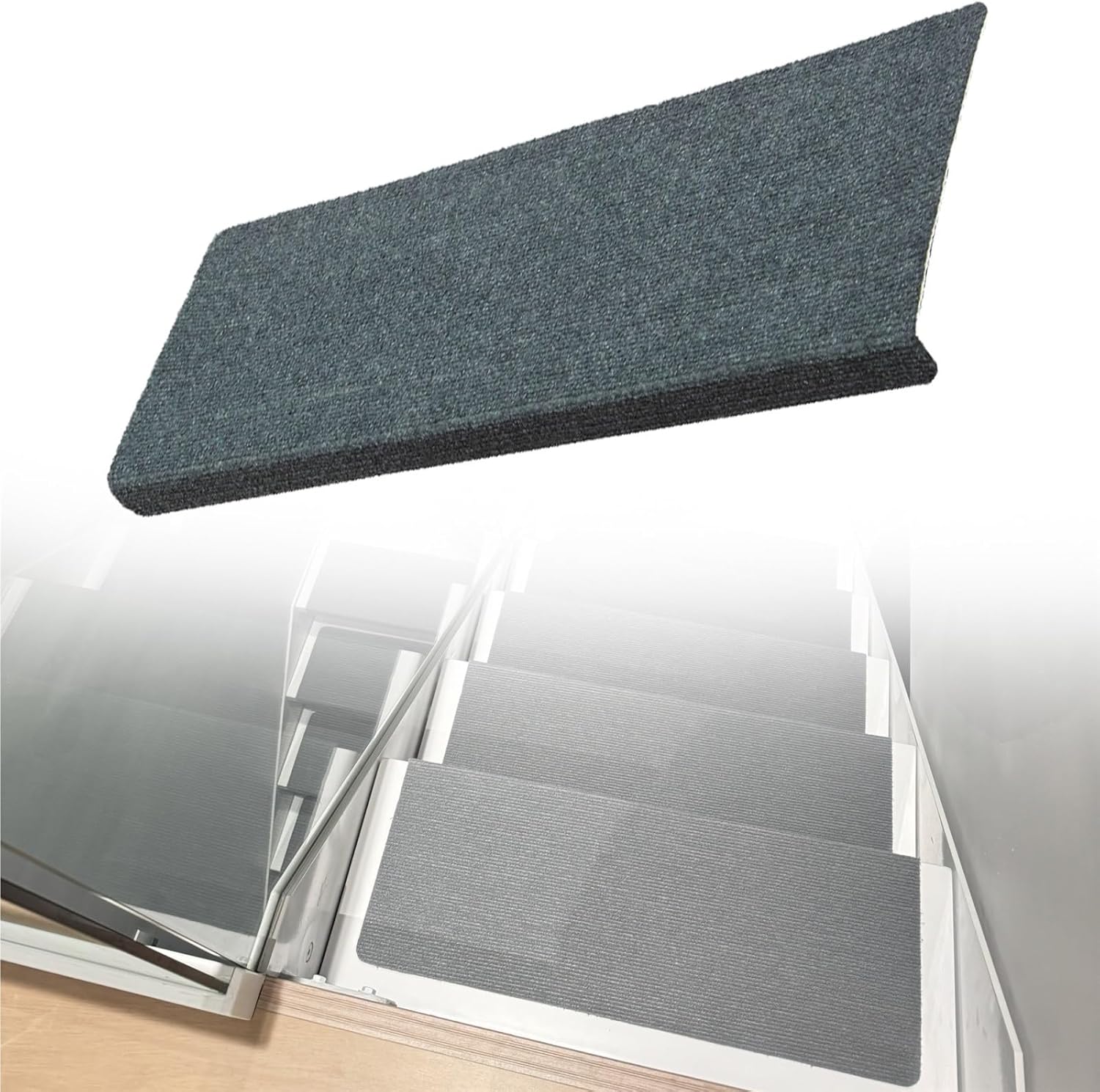 Bullnose Carpet Non Slip Stair Treads/Staircase Step Rugs, 7 1/2" 8" 9" 9 1/2" Extra Wide Bullnose Staircase Tread Covers, Carpet Runner for Stairs(C-13 pcs,L W 24in x 7.5in)