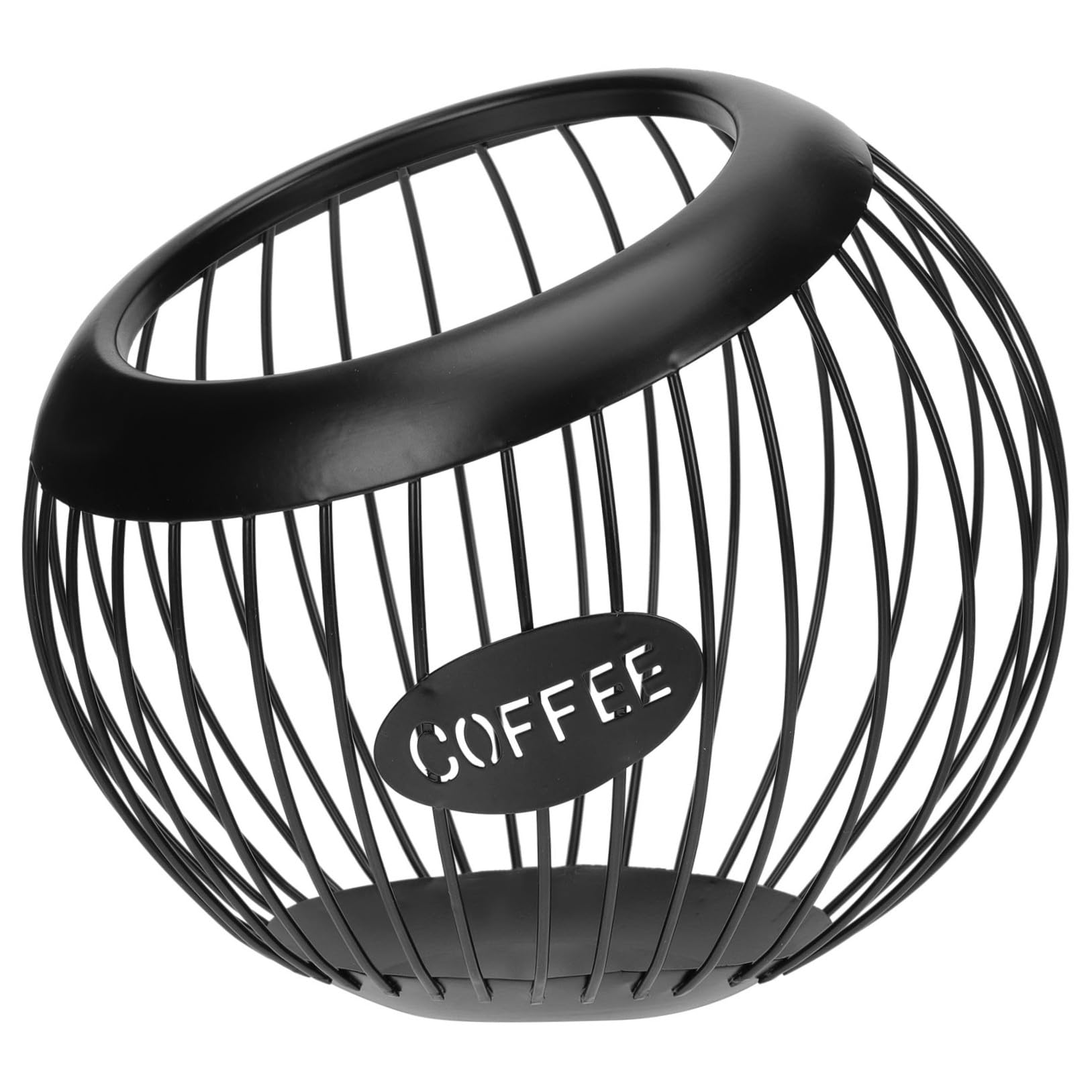 Cesta de hierro negra con forma creativa para almacenamiento en cocina