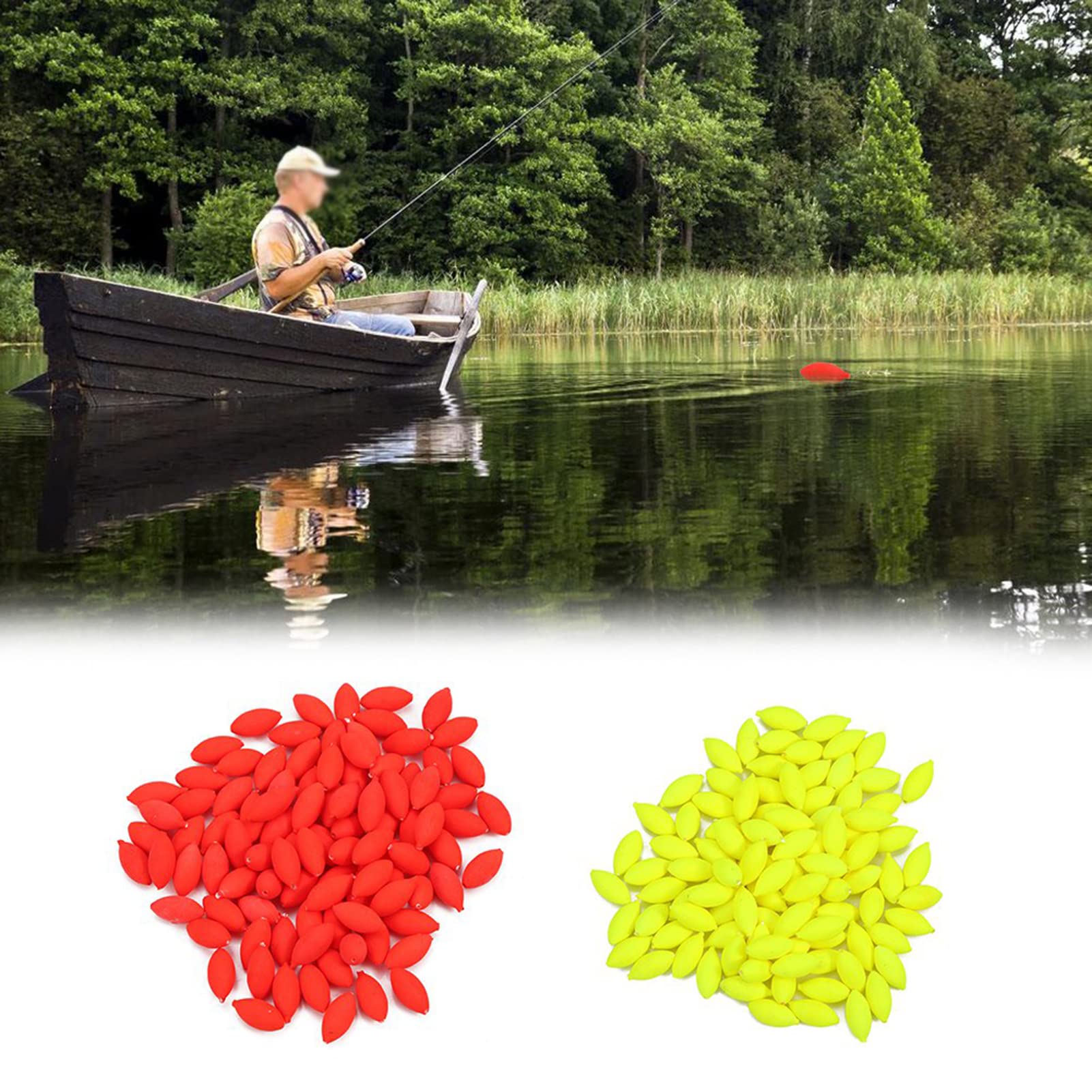 NDNCZDHC 100PCS Fishing Beads Plastic Floating Bait Bead Waterproof Fishing Bead Indicator Fishing Bead Pegs 0.4x0.2in(Yellow)