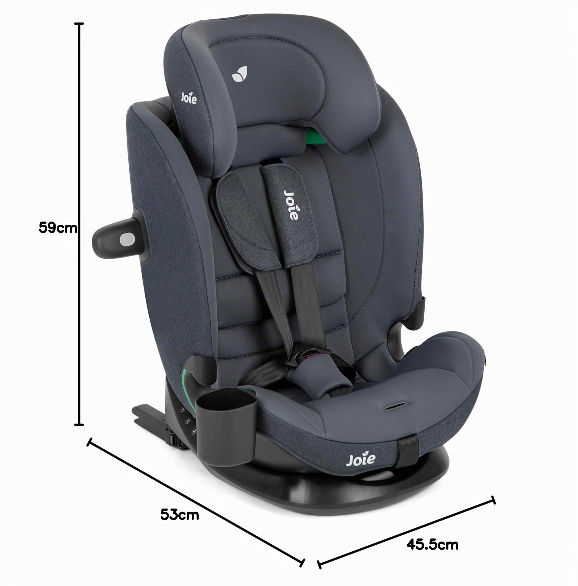 Joie i-Bold™ R129 seggiolino auto i-Size – ISOFIX, protezione dagli impatti laterali, poggiatesta e cinture GrowTogether™ – da 15 mesi a 12 anni (76–150 cm), moonlight