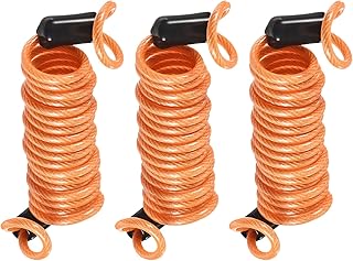 M METERXITY 3 Pack Disc Lock Security Steel Cable - Plastic Coated Spring Reminder Wire Anti-Theft Rope, Apply to Outdoors Protection (2.5mmx1m, Orange)