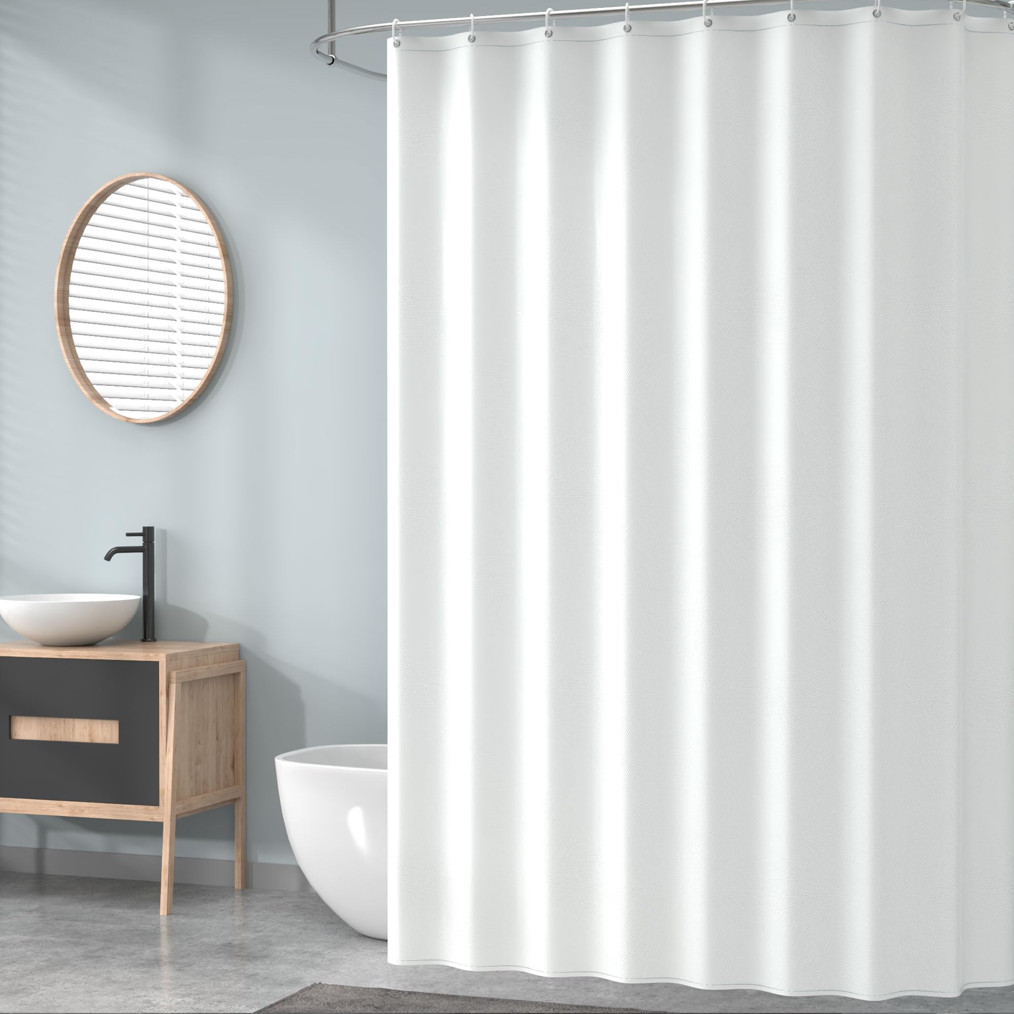 AwmnSrman White Shower Curtain - Shower Curtains for Bathroom with 16 Shower Curtains Hooks, Quick-Drying Modern Elegant Design Polyester W 240 x L 200cm (W 94.5" x L 78.7")
