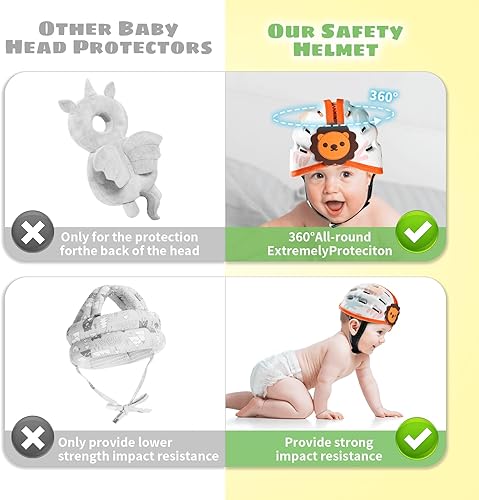 Miniatura 4 de Casco de bebé para gatear y caminar, protector de cabeza de bebé transpirable para 1 a 2 años, cascos de seguridad para niños pequeños, expandible y