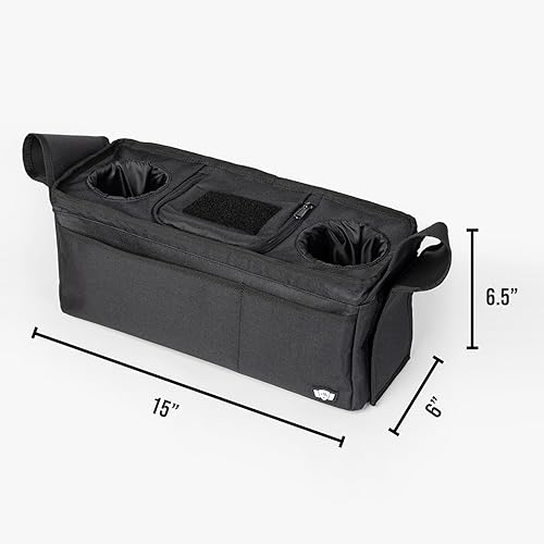 Miniatura 2 de Tactical Baby Gear Organizador de cochecito  Consola universal para padres con portavasos aislados, bolsillo refrigerador, teléfono frontal y