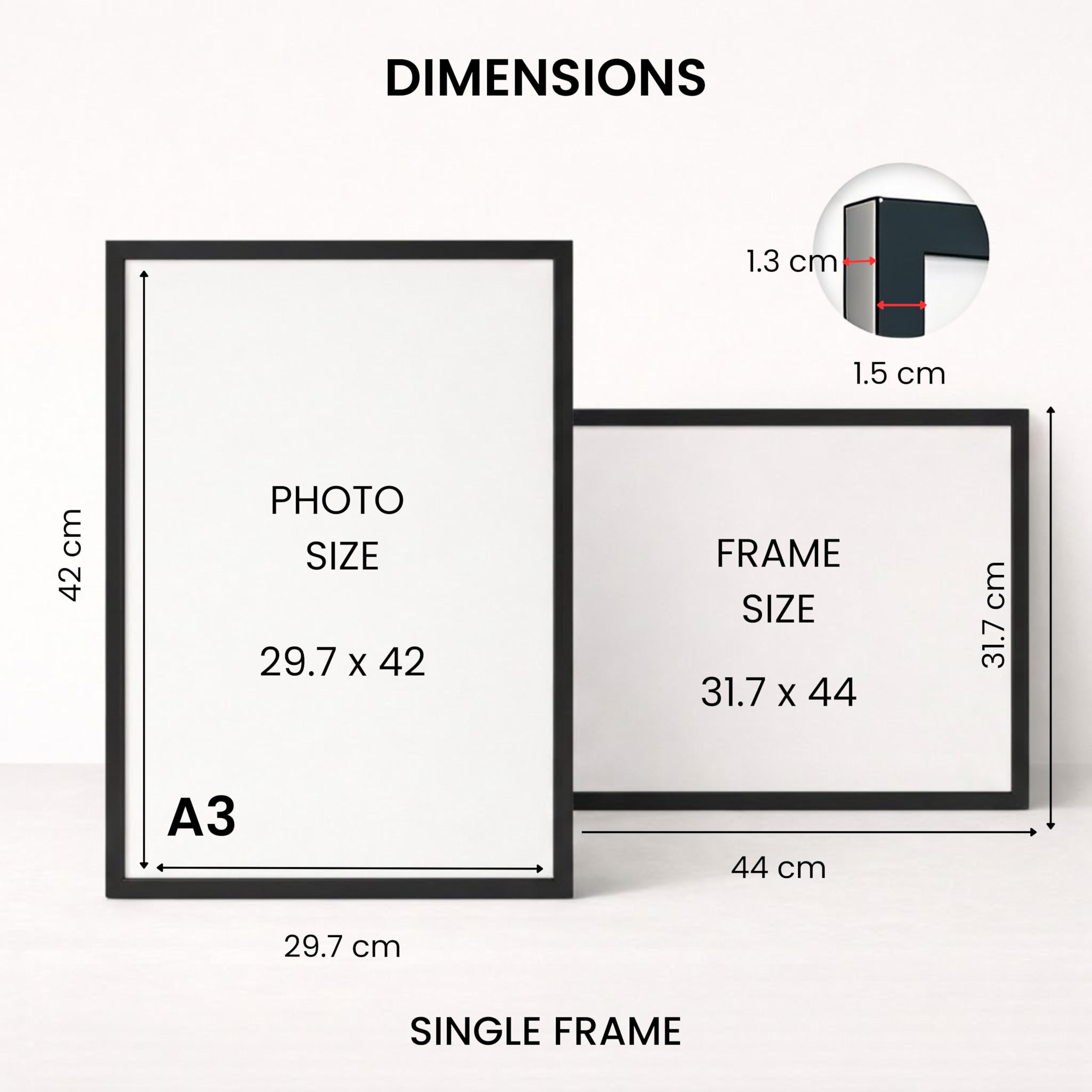edihome, Cornice A3, (1 unità), 29,7 x 42, Legno, Portafoto, Laminato Acrilico, per Diploma Universitario, da Parete, Poster, Cornici, per Quadri (Nero, 1 unità)