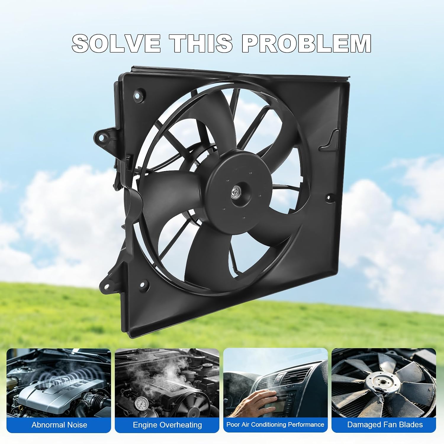 Engine Radiator Cooling Fan Assembly Replacement for Honda Odyssey 2011-2017 V6 3.5L Radiator Condenser Cooling Fan Replace HO3115160 621-510 19015RV0A01 19020RV0A01 19030RYEA11 Left Side